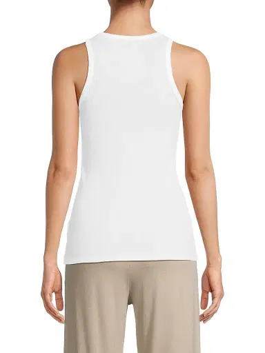 MAJESTIC FILATURES Women's Rib-Knit Cotton-Blend Scoopneck Tank Top - White - Size Large | Thumbnail 5