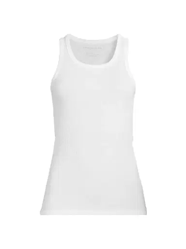 MAJESTIC FILATURES Women's Rib-Knit Cotton-Blend Scoopneck Tank Top - White - Size Large | Thumbnail 1