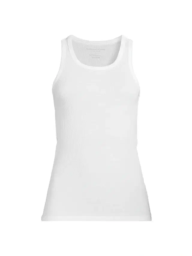 Women's Rib-Knit Cotton-Blend Scoopneck Tank Top - White