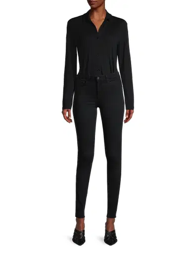 MAJESTIC FILATURES Women's Soft Touch Button-Up Shirt - Noir - Size Small | Thumbnail 2
