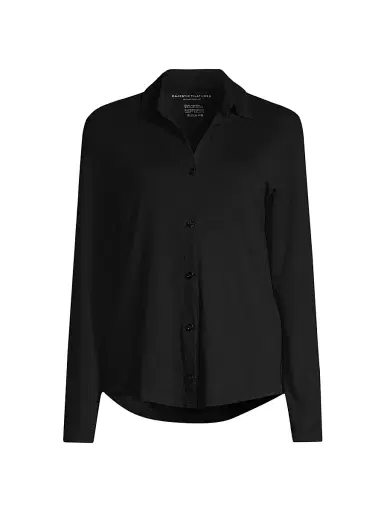 MAJESTIC FILATURES Women's Soft Touch Button-Up Shirt - Noir - Size Small | Thumbnail 1