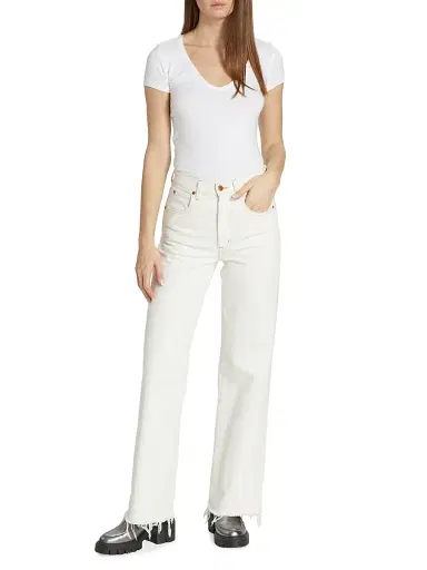 MAJESTIC FILATURES Women's Soft Touch V-Neck T-Shirt - Blanc - Size Large | Thumbnail 2