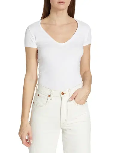 MAJESTIC FILATURES Women's Soft Touch V-Neck T-Shirt - Blanc - Size Large | Thumbnail 3