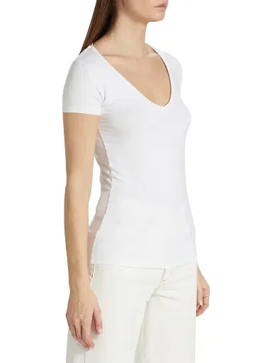 MAJESTIC FILATURES Women's Soft Touch V-Neck T-Shirt - Blanc - Size Large | Thumbnail 4