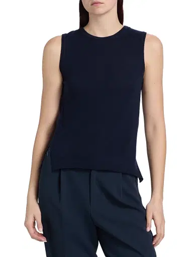 MAJESTIC FILATURES Women's Cashmere Crewneck Tank - Marine - Size Large | Thumbnail 3