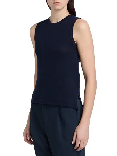 MAJESTIC FILATURES Women's Cashmere Crewneck Tank - Marine - Size Large | Thumbnail 4