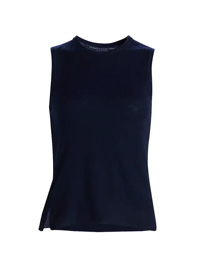 Majestic Filatures Women's Cashmere Crewneck Tank - Marine