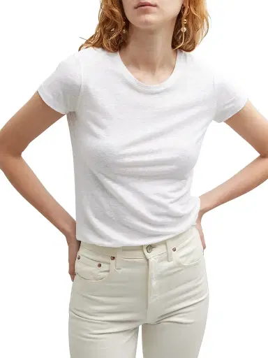 MAJESTIC FILATURES Women's Stretch-Linen T-Shirt - White - Size Large | Thumbnail 4