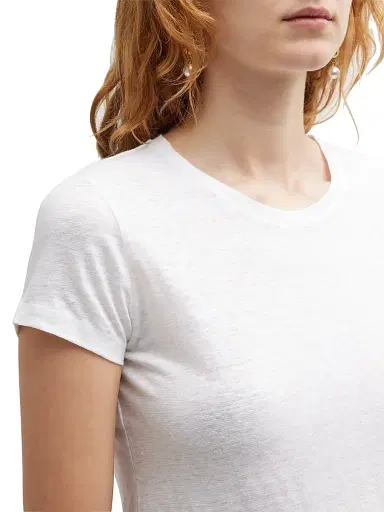 MAJESTIC FILATURES Women's Stretch-Linen T-Shirt - White - Size Large | Thumbnail 6