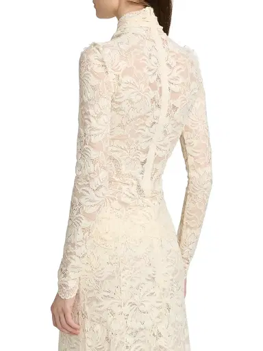 Rabanne Women's Lace Wrap Long-Sleeve Top - Ivory - Size 10 | Thumbnail 5