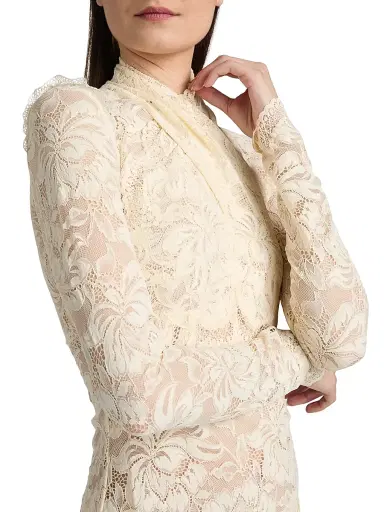 Rabanne Women's Lace Wrap Long-Sleeve Top - Ivory - Size 10 | Thumbnail 6
