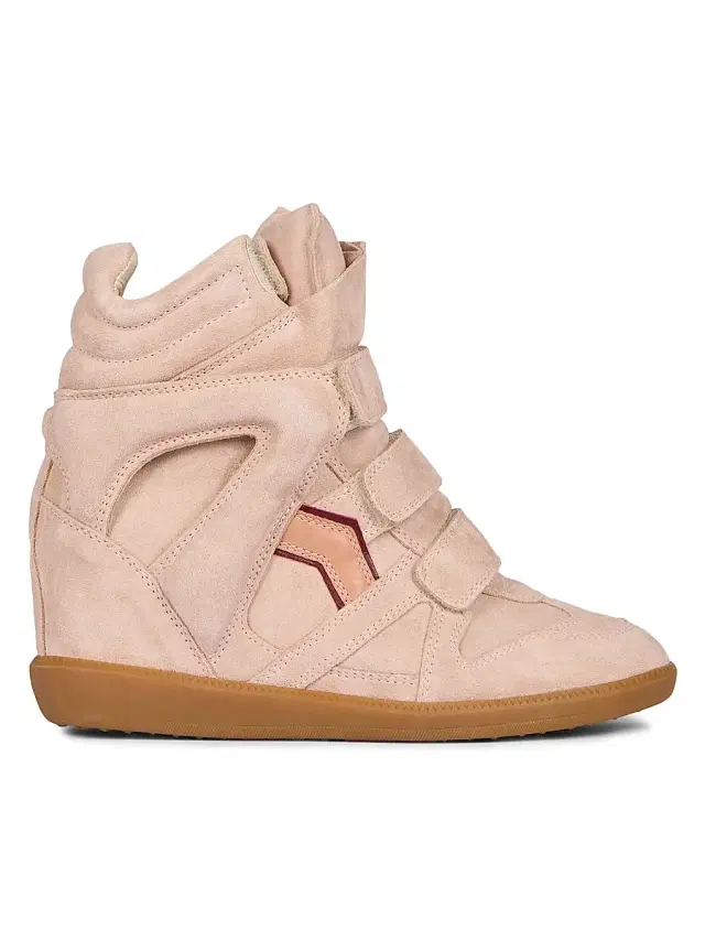 Isabel Marant Women's Bekett High-Tope Suede Wedge Sneakers - Pale Pink Peach