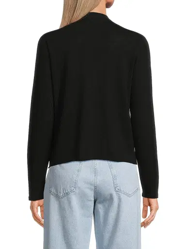 MAJESTIC FILATURES Women's V-Neck Knit Cardigan - Noir - Size Large | Thumbnail 5
