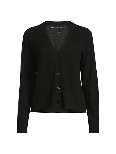 MAJESTIC FILATURES Women's V-Neck Knit Cardigan - Noir - Size Large | Thumbnail 1
