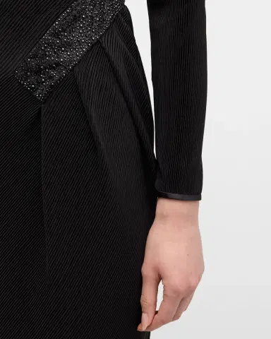 Giorgio Armani Plisse Jersey Gown with Beaded Hip Detail | Thumbnail 5