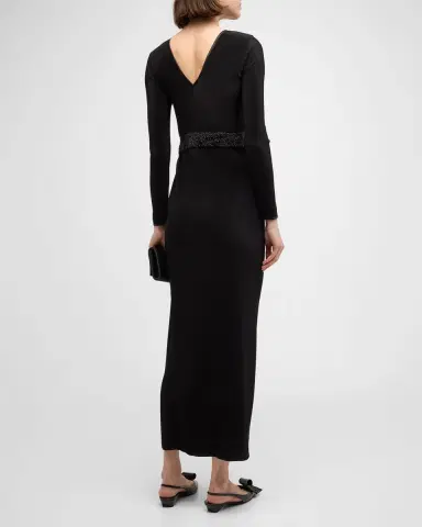 Giorgio Armani Plisse Jersey Gown with Beaded Hip Detail | Thumbnail 6