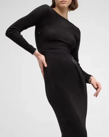 Giorgio Armani Plisse Jersey Gown with Beaded Hip Detail | Thumbnail 7