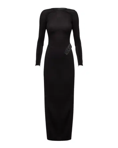Giorgio Armani Plisse Jersey Gown with Beaded Hip Detail | Thumbnail 1