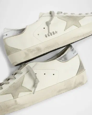 Golden Goose Men's Super-Star Metal-Logo Leather Low-Top Sneakers | Thumbnail 5 Golden Goose Men's Super-Star Metal-Logo Leather Low-Top Sneakers | Thumbnail 5