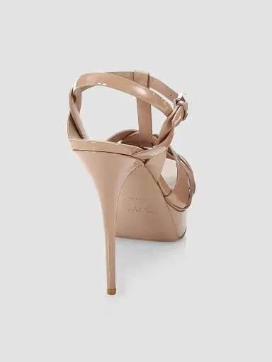Saint Laurent Women's Tribute 105MM Patent Leather Platform Sandals - Beige | Thumbnail 3