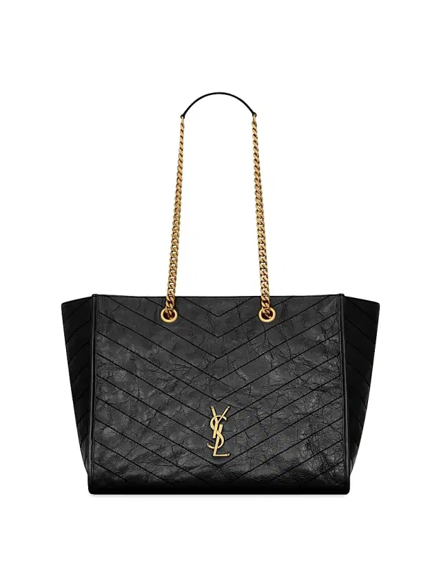 Women's Niki Shopping Bag in Vintage Leather - Black
