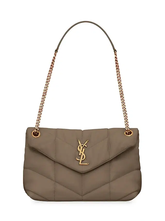 Saint Laurent Women's Puffer  Shoulder Bag in Nappa Leather - Brown