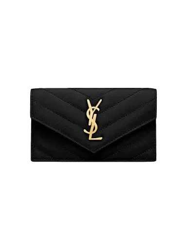 Saint Laurent Women's Cassandre Matelasse Fragments Flap Card Case in Quilted Lambskin | Thumbnail 1 Saint Laurent Women's Cassandre Matelasse Fragments Flap Card Case in Quilted Lambskin | Thumbnail 1