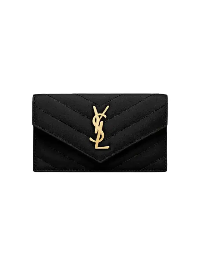 Women's Cassandre Matelasse Fragments Flap Card Case in Quilted Lambskin - Nero