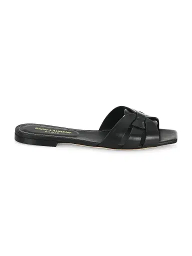 Saint Laurent Women's Tribute Mules in Smooth Leather - Nero - Size 4.5 | Thumbnail 1