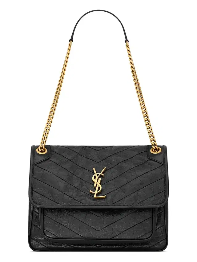 Saint Laurent Women's Niki  Shoulder Bag in Vintage Leather - Black