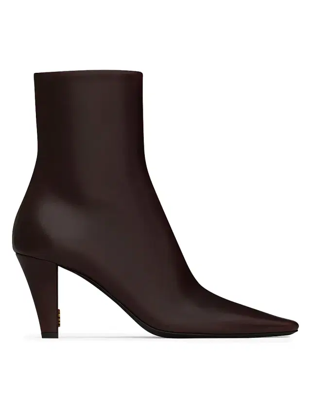Saint Laurent Women's Jill Booties in Smooth Leather - Marron Glace