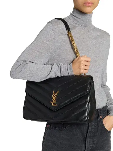 Saint Laurent Women's Loulou Shoulder Bag in Lambskin Leather - Noir | Thumbnail 2 Saint Laurent Women's Loulou Shoulder Bag in Lambskin Leather - Noir | Thumbnail 2