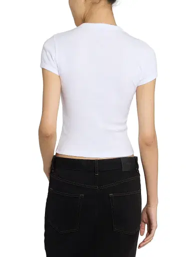 Saint Laurent Women's Cassandre T-Shirt in Ribbed Cotton Jersey - Blanc - Size Small | Thumbnail 6 Saint Laurent Women's Cassandre T-Shirt in Ribbed Cotton Jersey - Blanc - Size Small | Thumbnail 6