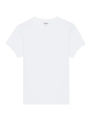 Saint Laurent Women's Cassandre T-Shirt in Ribbed Cotton Jersey - Blanc - Size Small | Thumbnail 1 Saint Laurent Women's Cassandre T-Shirt in Ribbed Cotton Jersey - Blanc - Size Small | Thumbnail 1