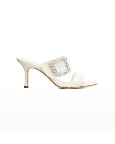 Manolo Blahnik Gable Silk Crystal Buckle Slide Sandals | Thumbnail 2 Manolo Blahnik Gable Silk Crystal Buckle Slide Sandals | Thumbnail 2