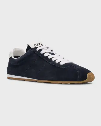 Miu Miu Suede Bicolor Retro Trainer Sneakers | Thumbnail 2 Miu Miu Suede Bicolor Retro Trainer Sneakers | Thumbnail 2