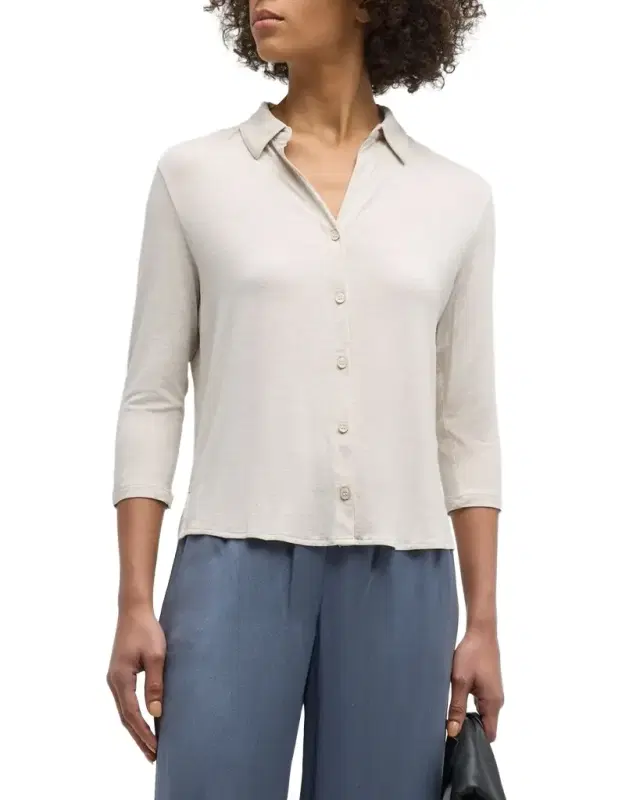 MAJESTIC FILATURES Soft Touch Semi-Relaxed Button-Front Shirt