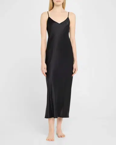 Christine Lingerie Long Silk Satin Nightgown | Thumbnail 2