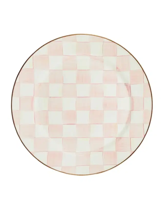 MacKenzie-Childs Rosy Check Enamel Charger Plate