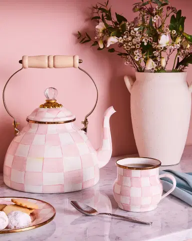 MacKenzie-Childs Rosy Check Enamel Tea Kettle, 3qt. | Thumbnail 4 MacKenzie-Childs Rosy Check Enamel Tea Kettle, 3qt. | Thumbnail 4