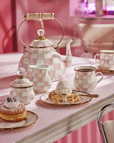 MacKenzie-Childs Rosy Check Enamel Tea Kettle, 3qt. | Thumbnail 6 MacKenzie-Childs Rosy Check Enamel Tea Kettle, 3qt. | Thumbnail 6