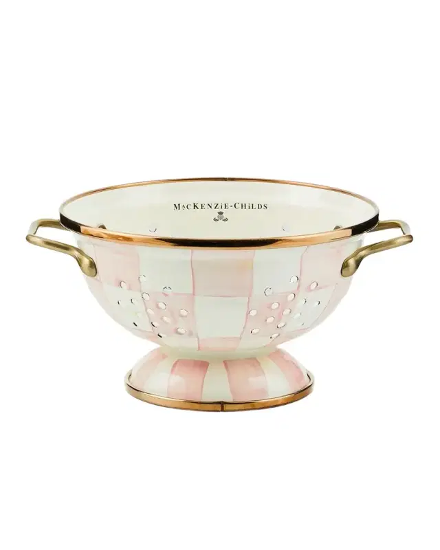 MacKenzie-Childs Rosy Check Enamel Colander, Small