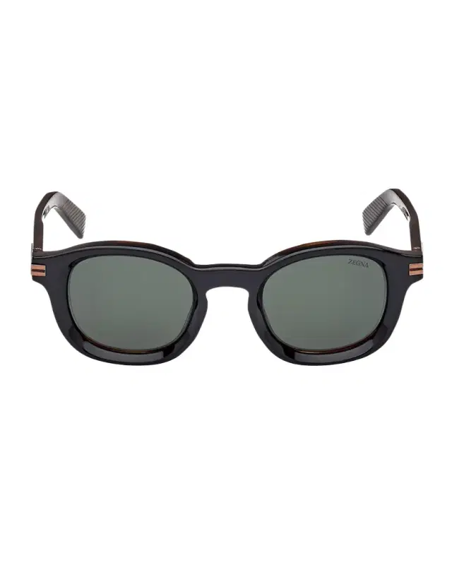ZEGNA Men 's AURORA I Acetate Round Sunglasses