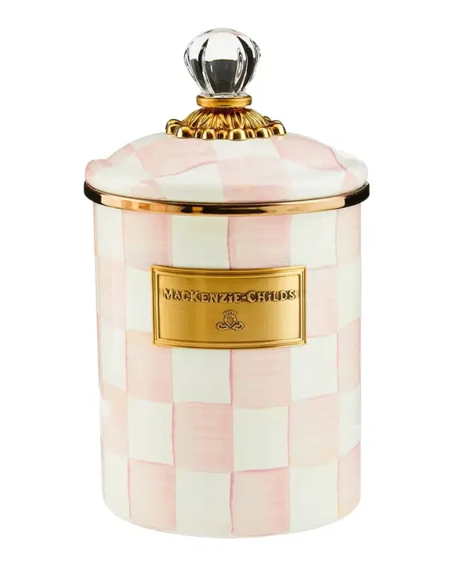 MacKenzie-Childs Rosy Check Enamel Canister