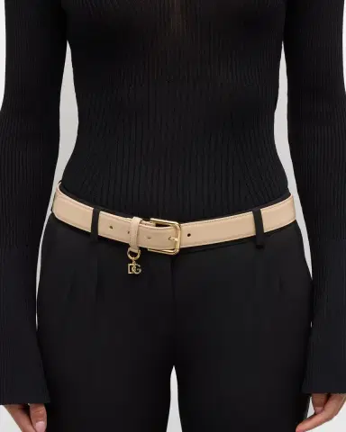 Dolce & Gabbana DG Charm Smooth Leather & Brass Belt | Thumbnail 2