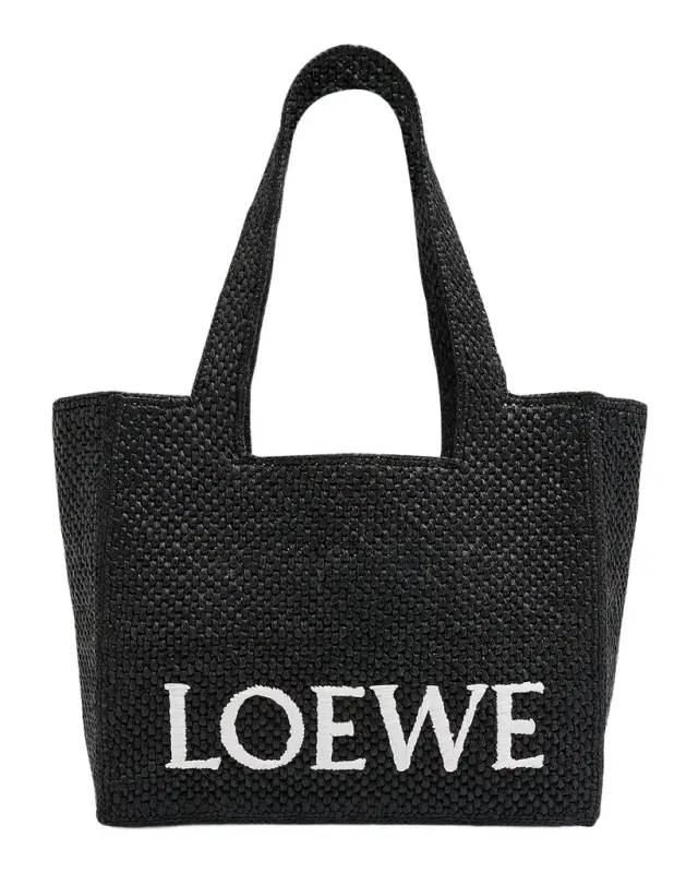 Loewe x Paula 's Ibiza Font Logo Medium Tote Bag in Raffia