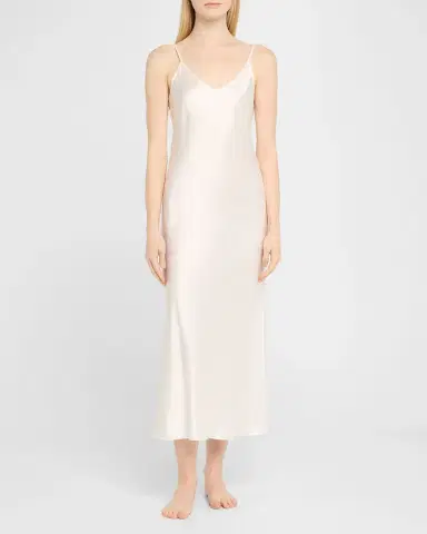 Christine Lingerie Long Silk Satin Nightgown | Thumbnail 2