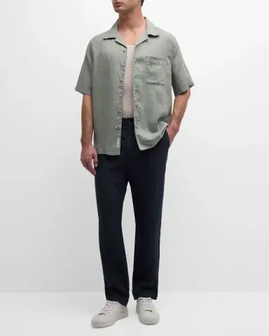 Onia Men's Air Linen Convertible Collar Short-Sleeve Shirt | Thumbnail 2