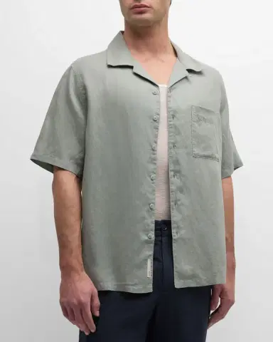 Onia Men's Air Linen Convertible Collar Short-Sleeve Shirt | Thumbnail 4