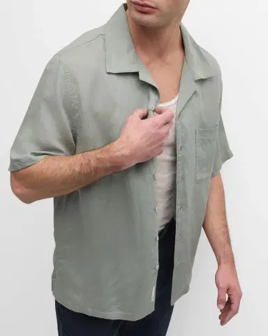 Onia Men's Air Linen Convertible Collar Short-Sleeve Shirt | Thumbnail 6